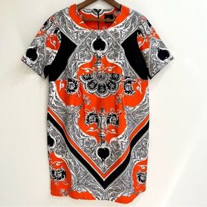 ASOS Maternity Black Orange Scarf Print Sheath Shift Dress Size 12